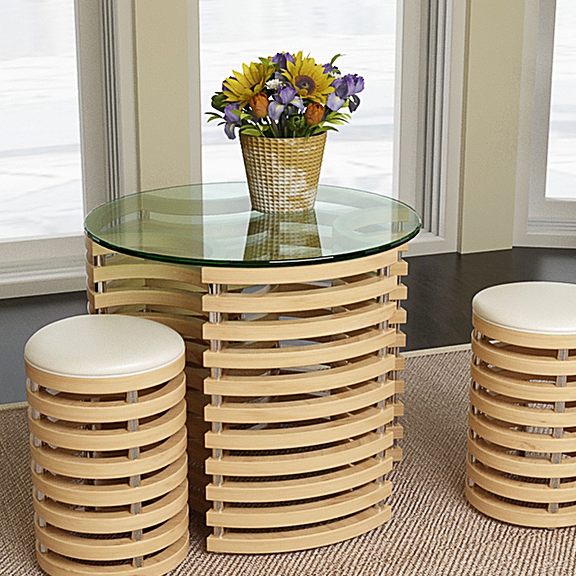 20-inch round tempered glass table top, clear glass, 1/4-inch thick, polished edge