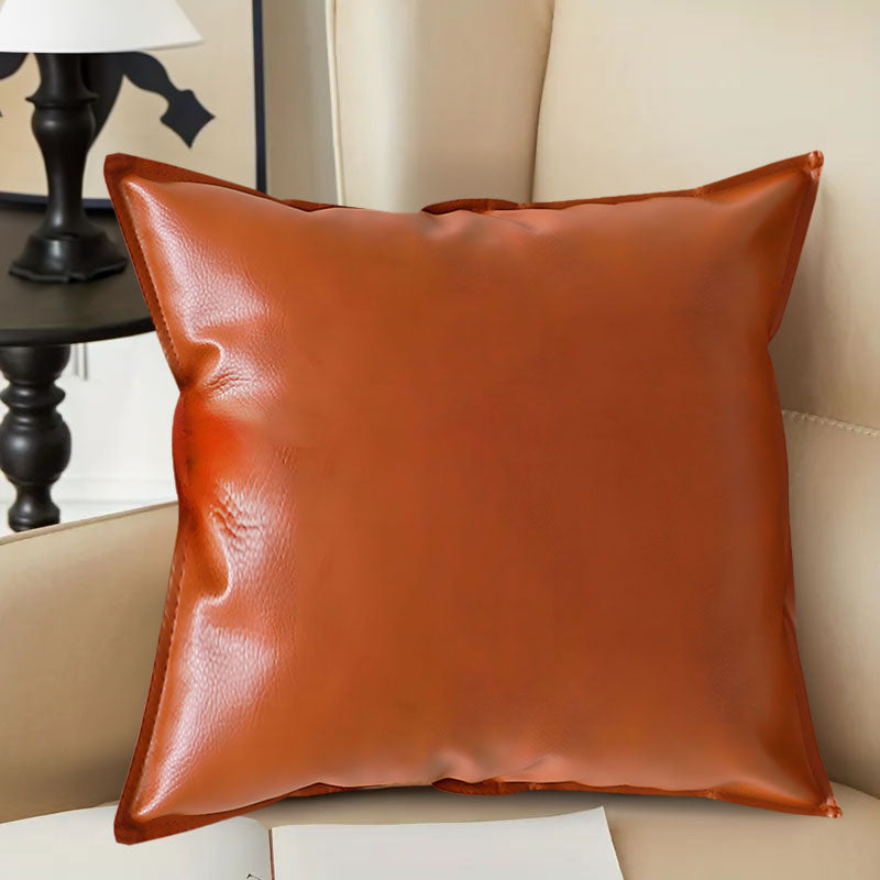 SOGA 45cm simulated leather throw pillow in warm rust brown for modern home decor