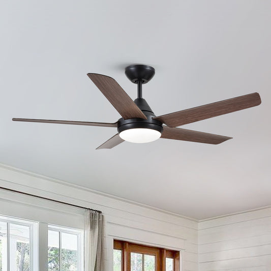 Ceiling fan, 48 in brown indoor with integrated LED light kit and remote control