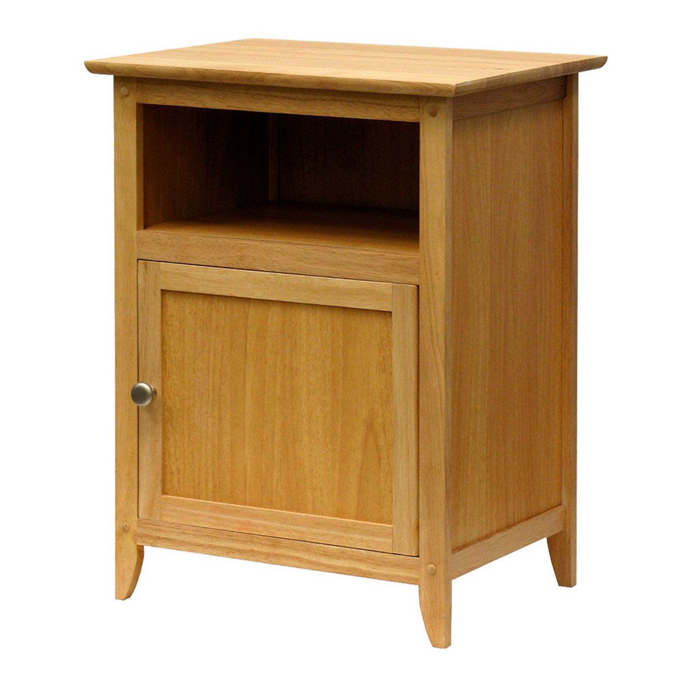 Henry Accent Table Natural wood shaker-style end table with open shelf and lower cabinet
