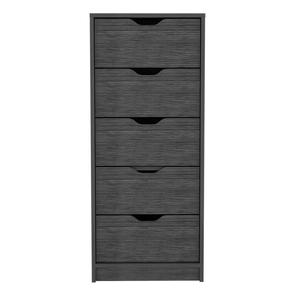 Kamran Dresser, Smokey Oak finish, five-drawer bedroom storage by Doba