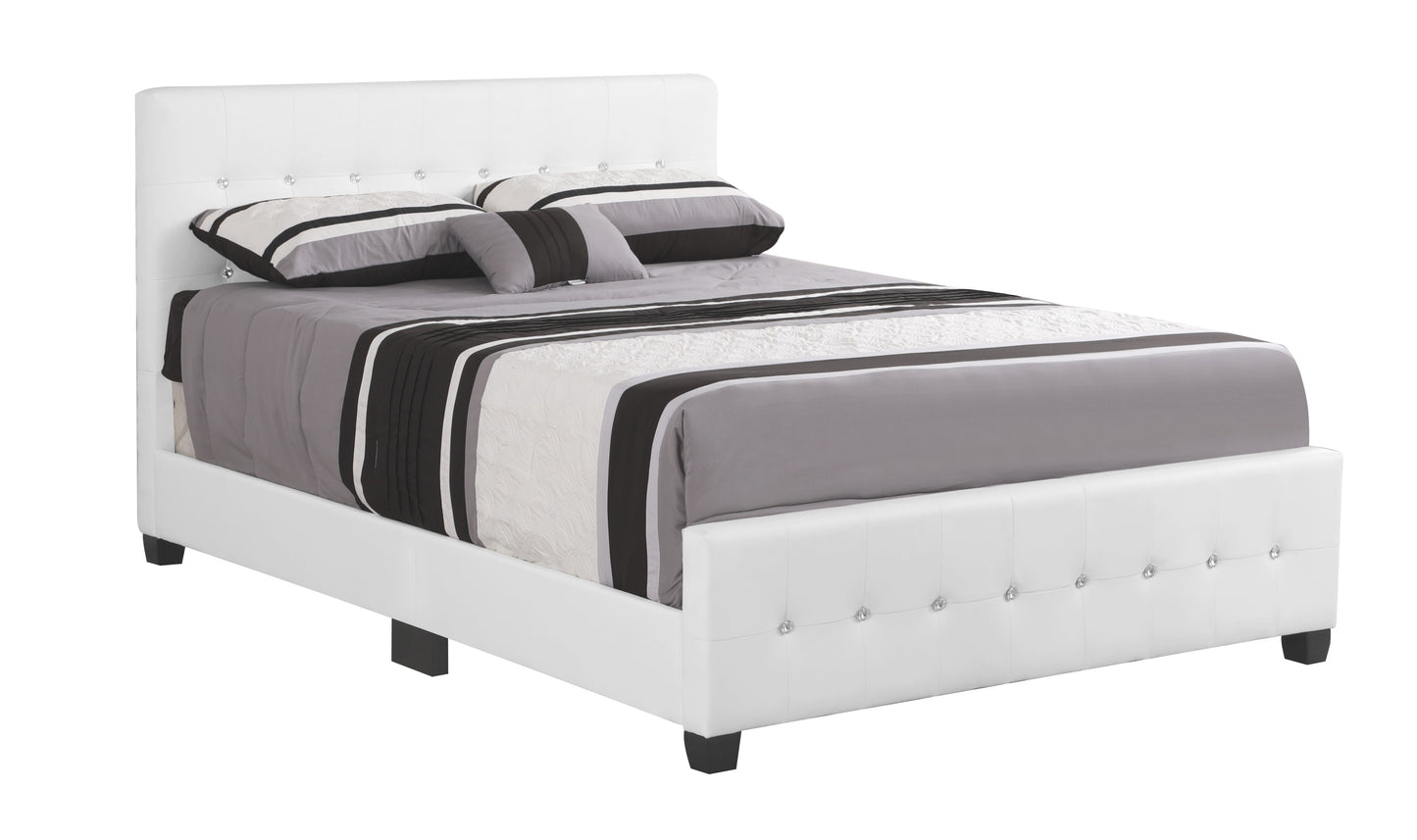 Glory Furniture Diamond G2587-QB-UP white queen bed with tufted headboard and crystal button accents