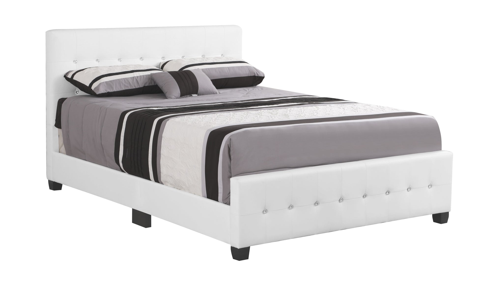 Glory Furniture Diamond G2587-QB-UP white queen bed with tufted headboard and crystal button accents