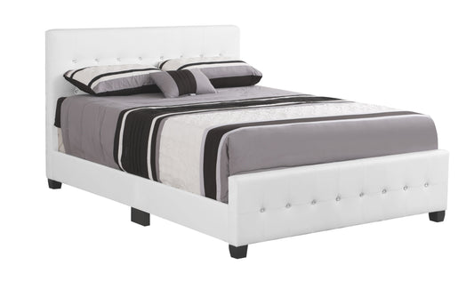 Glory Furniture Diamond G2587-QB-UP white queen bed with tufted headboard and crystal button accents