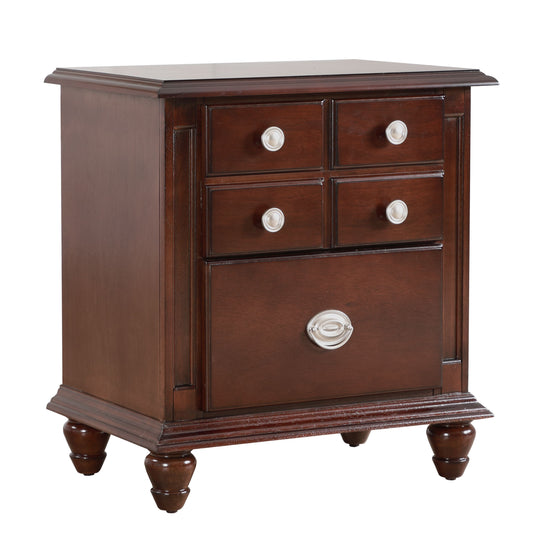 Glory Furniture Summit G5950-N nightstand in cappuccino with six drawers, silver round pulls, and turned feet