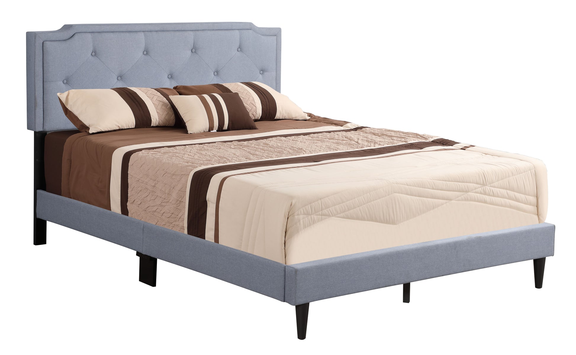 Glory Furniture Deb G1123-FB-UP Full Bed in blue fabric with tufted headboard and footboard