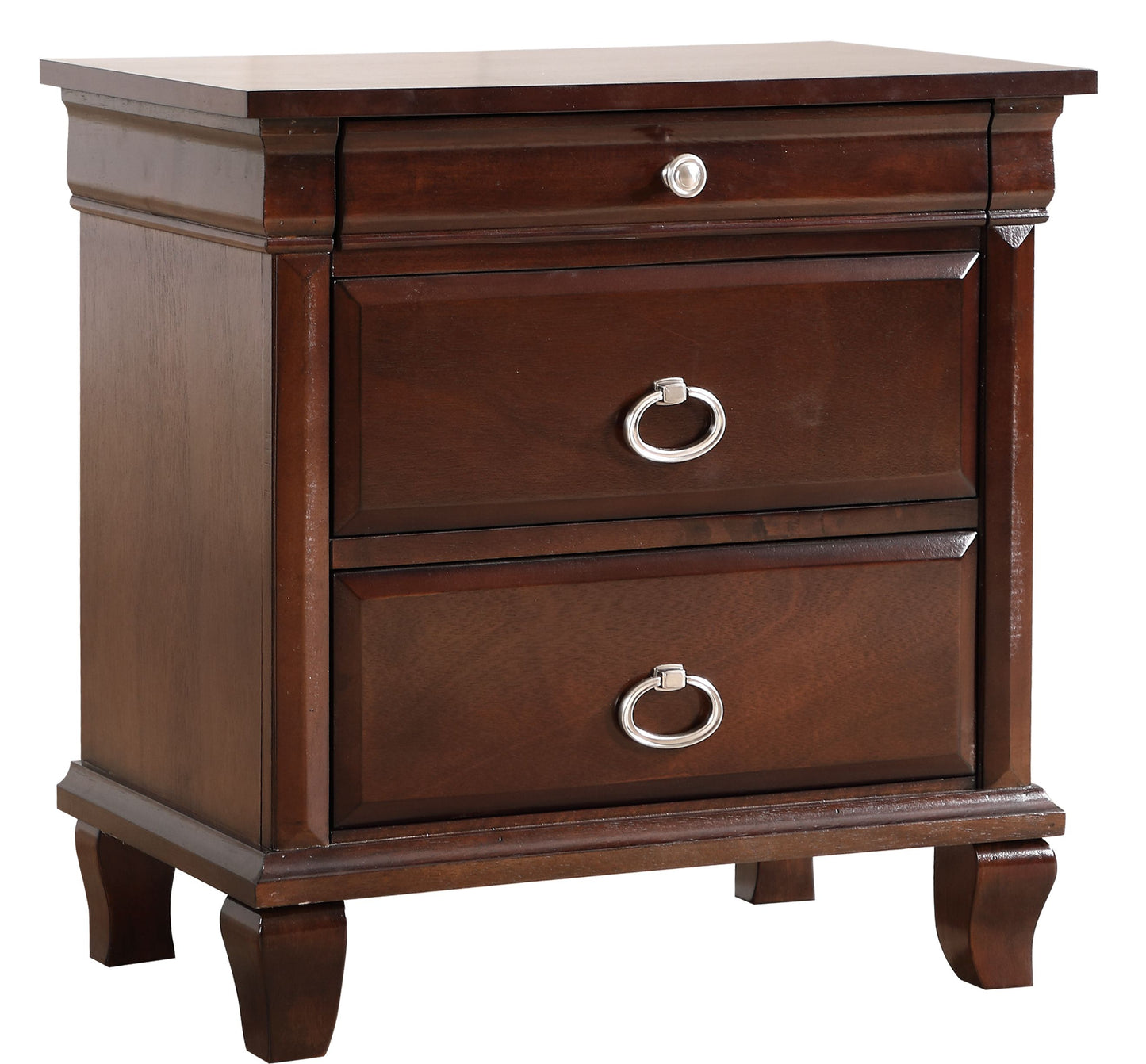 Glory Furniture Triton G9000-N nightstand in cappuccino finish with silver drawer pulls