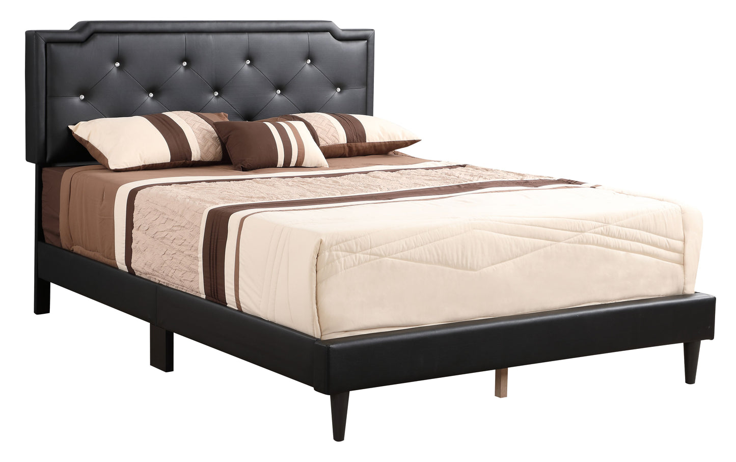 Glory Furniture Deb G1119-FB-UP full bed in black faux leather with tufted diamond headboard all-in-one box