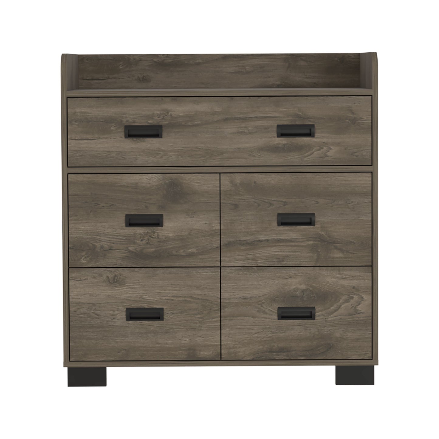 Dresser Wuuman in dark brown wood finish with black rectangular drawer pulls
