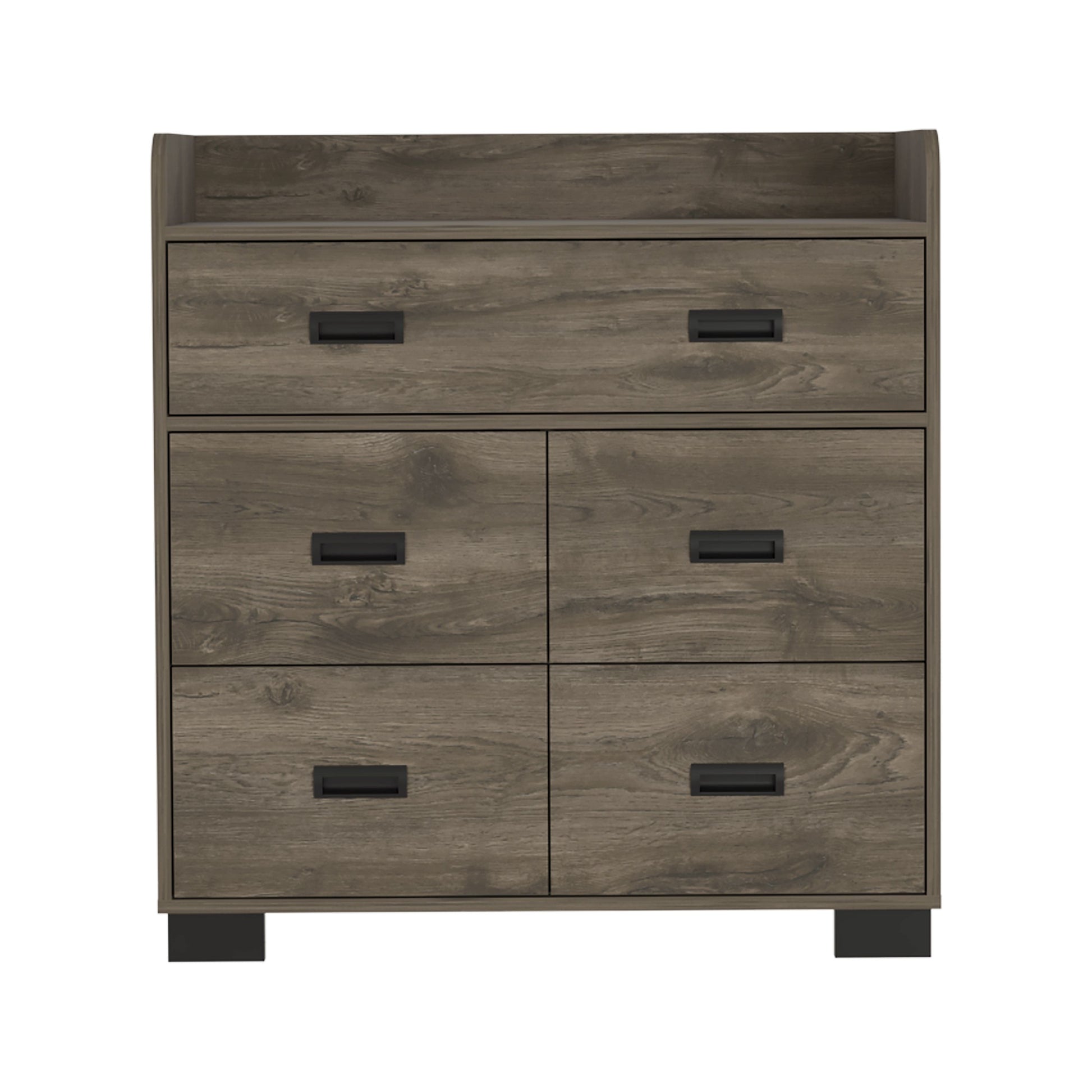 Dresser Wuuman in dark brown wood finish with black rectangular drawer pulls