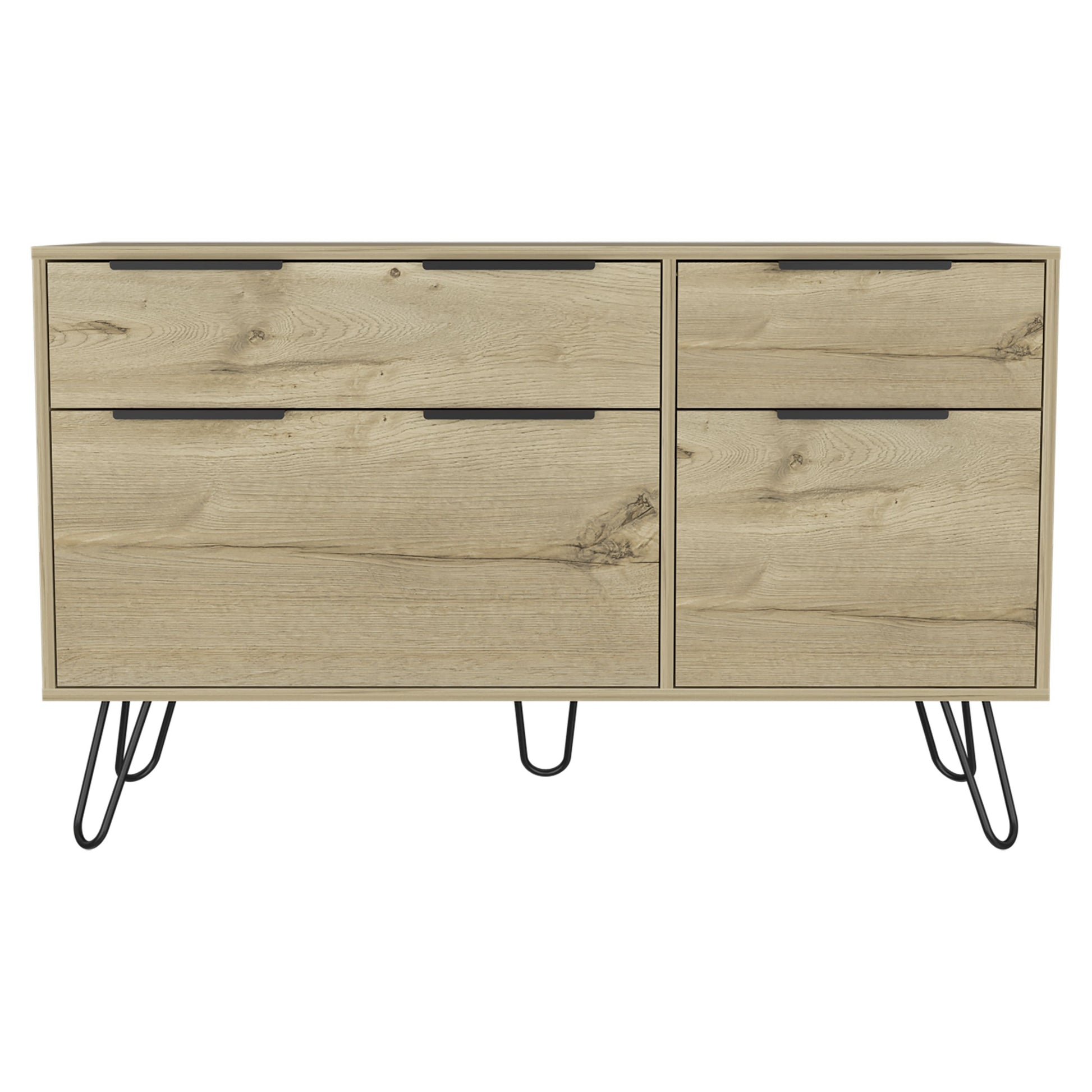 Double Dresser Skyoner in light oak with black hairpin legs
