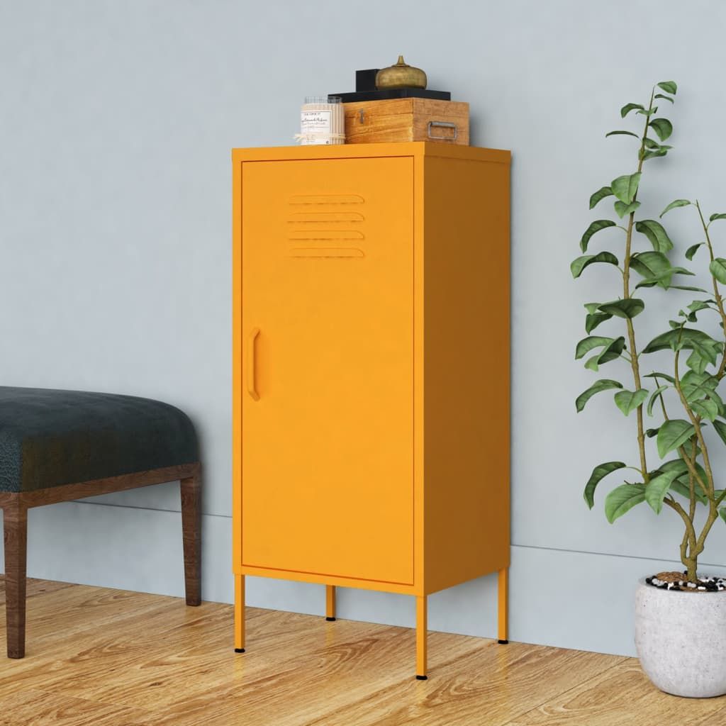 Doba mustard yellow steel medium storage cabinet with vented door