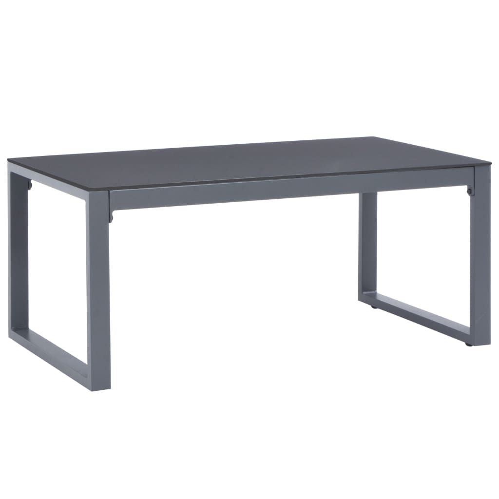 Doba coffee table, silver powder-coated aluminum with glass top, medium