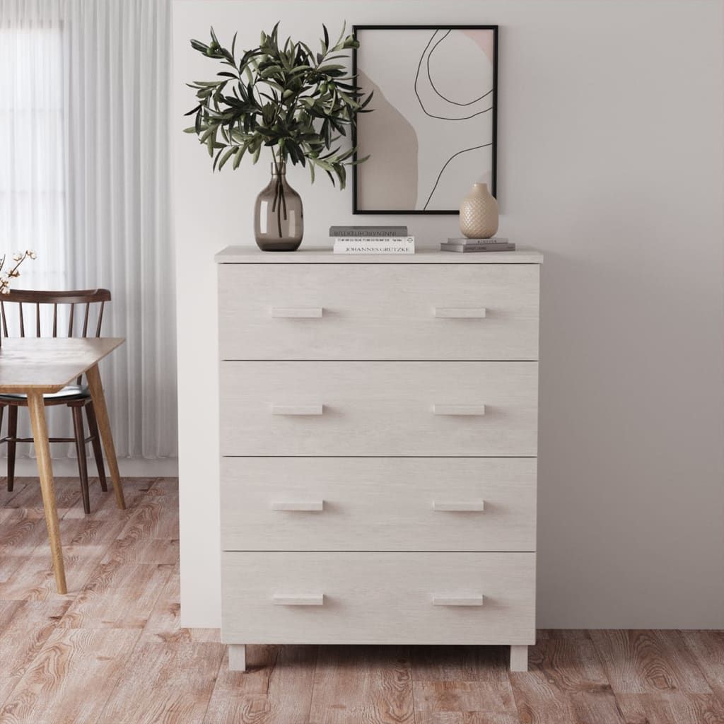 Sideboard white solid pinewood and MDF, medium size storage cabinet
