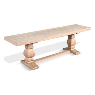 Anna Dining Bench, 60 Inch, Double Pedestal, Wheat Brown Solid Wood