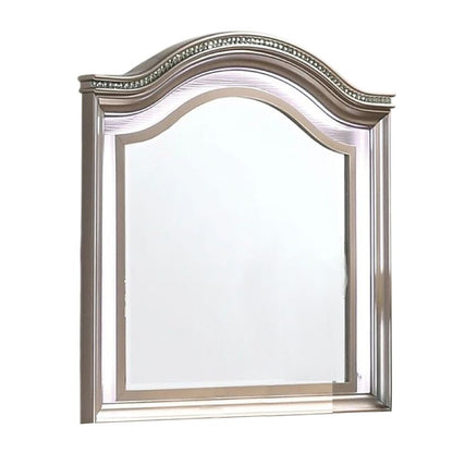 Jisoo Dresser Mirror, LED Light Frame, 37 Inch Rose Gold Solid Wood
