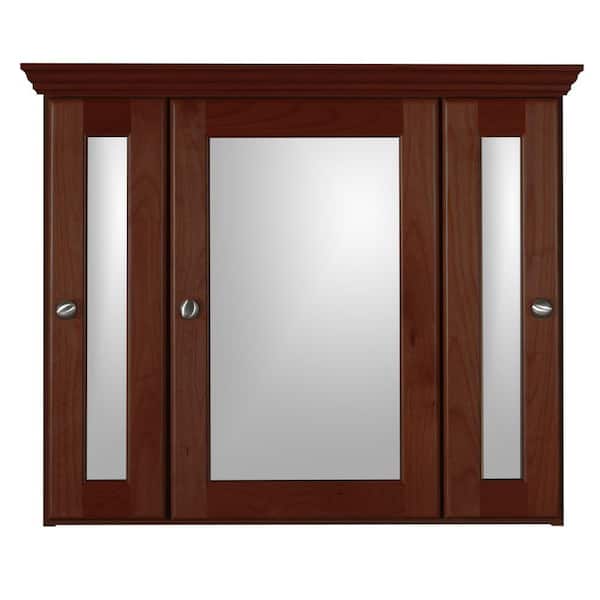 Ventra Dresser Mirror, 51 Inch Classic Arched Cherry Brown Solid Wood