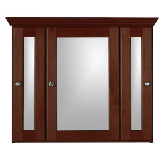 Ventra Dresser Mirror, 51 Inch Classic Arched Cherry Brown Solid Wood