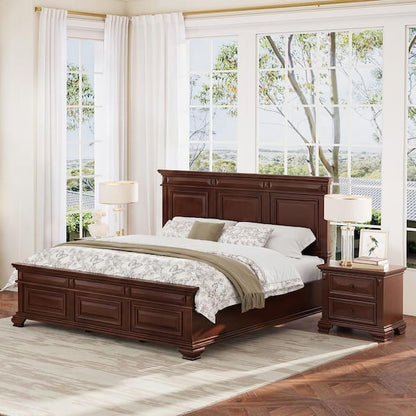 Nightstand with 2 Drawers and Wooden Frame, Brown