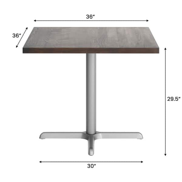 Contemporary Style Square Wood and Metal Bar Table, Brown and Silver