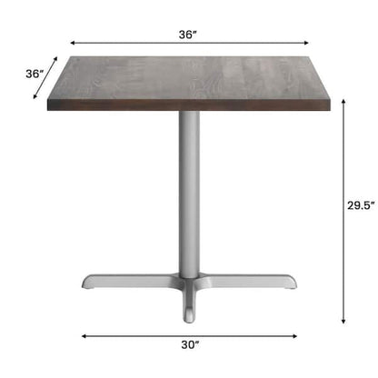 Contemporary Style Square Wood and Metal Bar Table, Brown and Silver