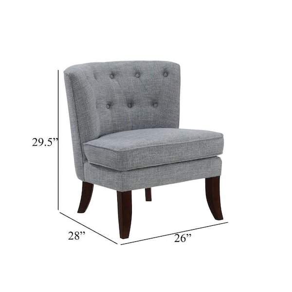 Rose Accent Chair, Button Tufted Wingback, Dark Gray Polyester, Brown