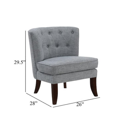 Rose Accent Chair, Button Tufted Wingback, Dark Gray Polyester, Brown