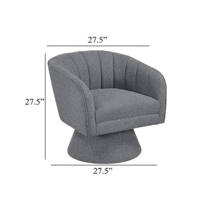 Shea Swivel Accent Chair, Dark Gray Boucle Fabric, Channel Stitched