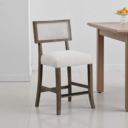 Asten Counter Stool Chair Set of 2, Dark Walnut Brown, Gray Seat