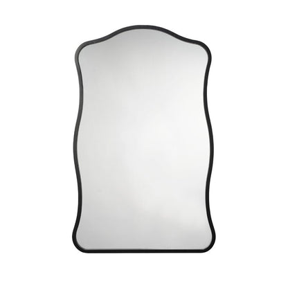 Ari Wall Mirror, 38 Inch, Black Metal Wavy Frame, Hand Forged Iron