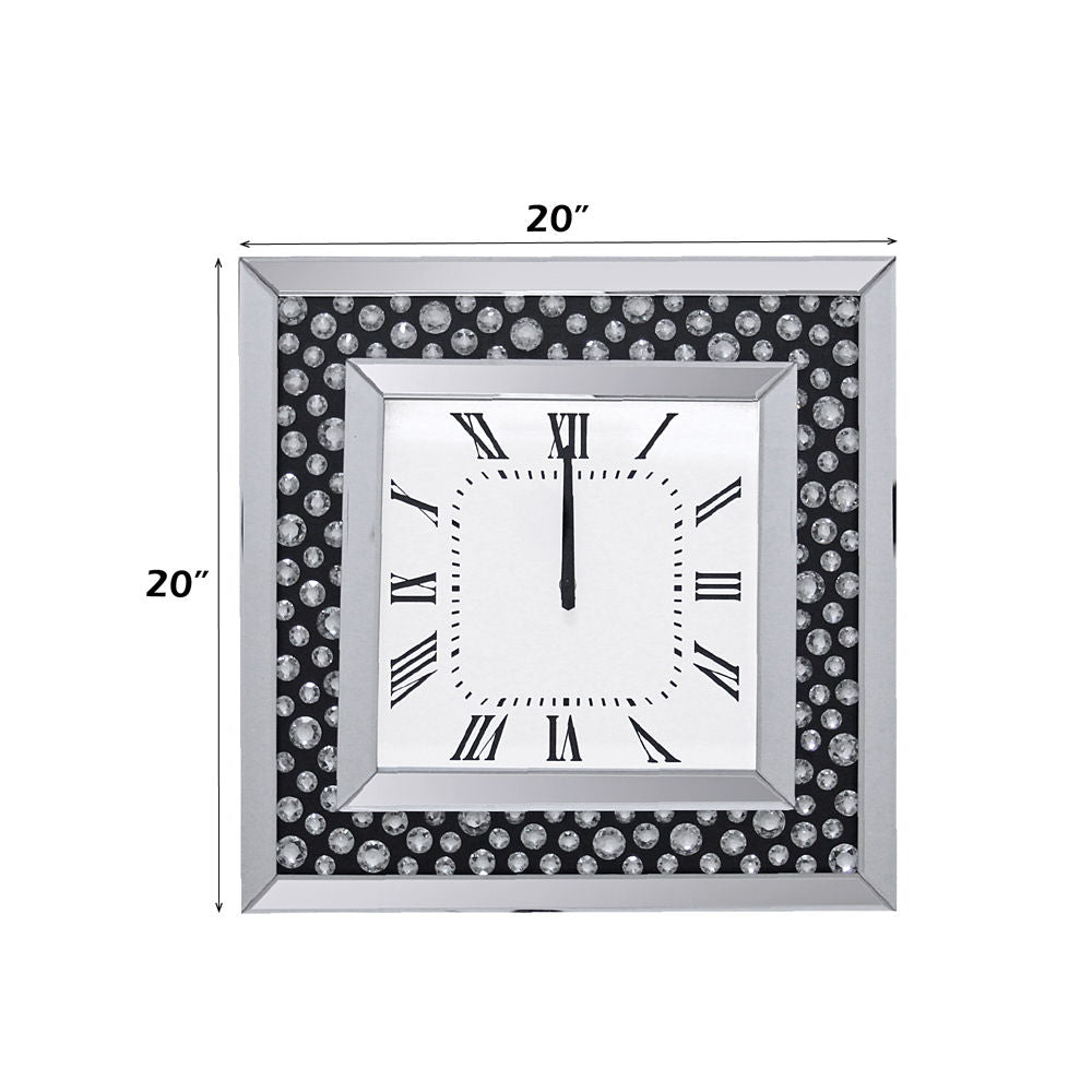 Nysa Mirrored Wall Clock with Faux Crystals