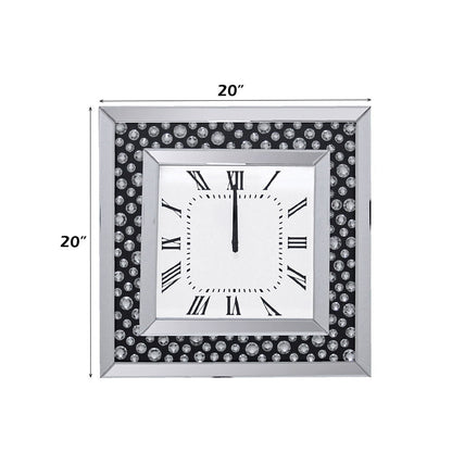 Nysa Mirrored Wall Clock with Faux Crystals