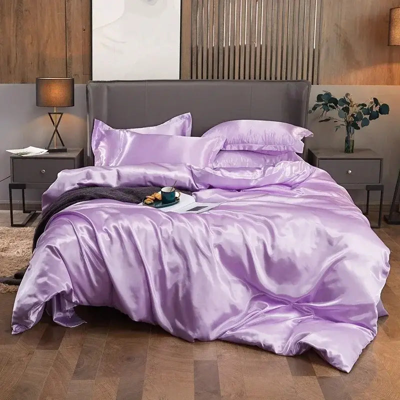 Glossy Turquoise Satin Duvet Set