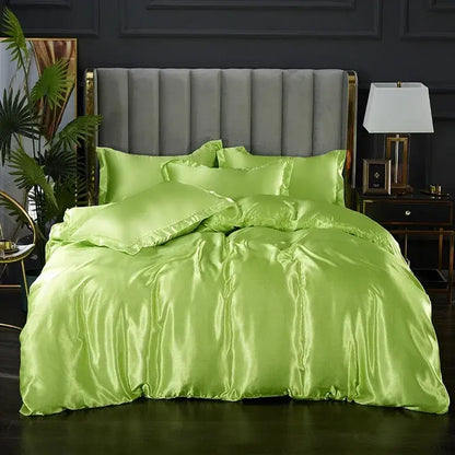 Metallic Gray Satin Duvet Set
