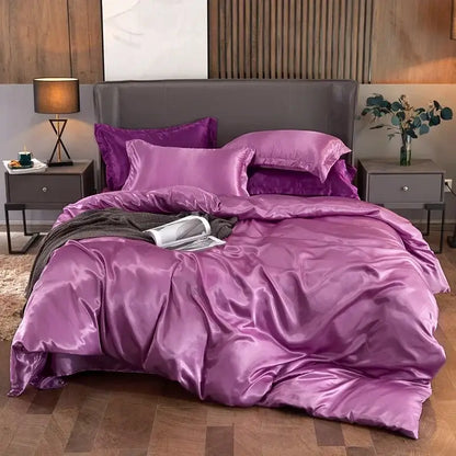 Glossy Turquoise Satin Duvet Set