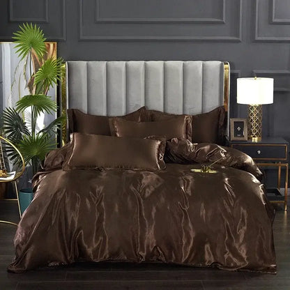 Glossy Turquoise Satin Duvet Set