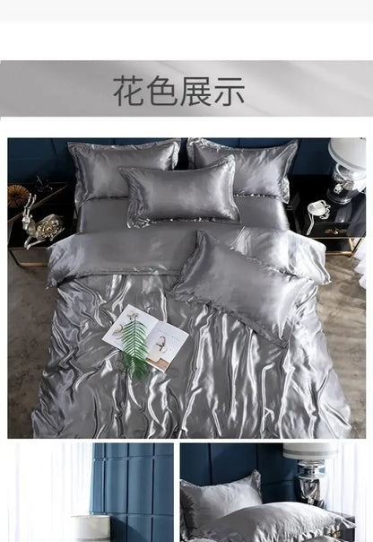 Glossy Turquoise Satin Duvet Set