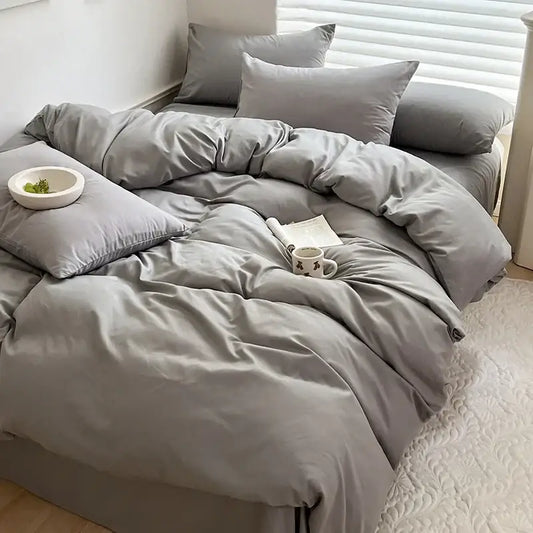 Dark Gray Cotton Duvet Set