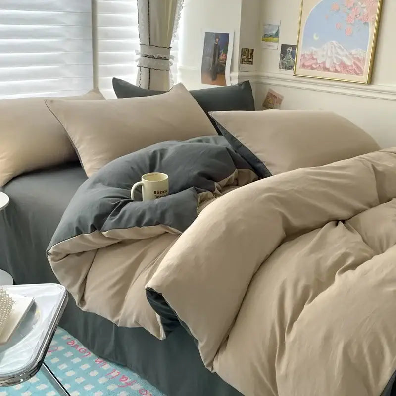 Gray Cotton Duvet Set