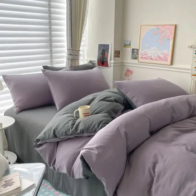 Gray Cotton Duvet Set