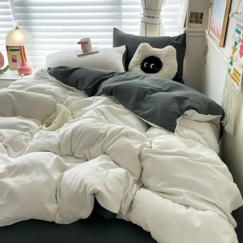 Gray Cotton Duvet Set