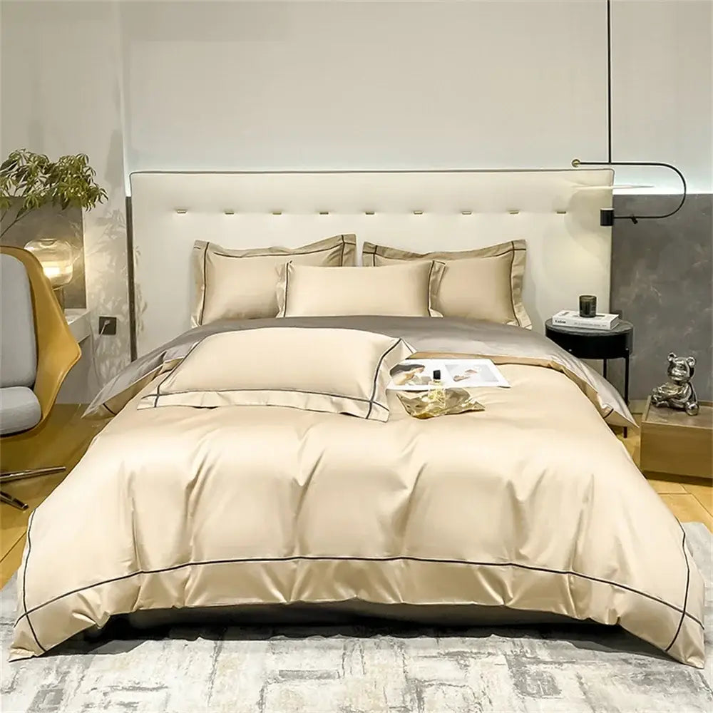 Navy Gold Cotton Duvet