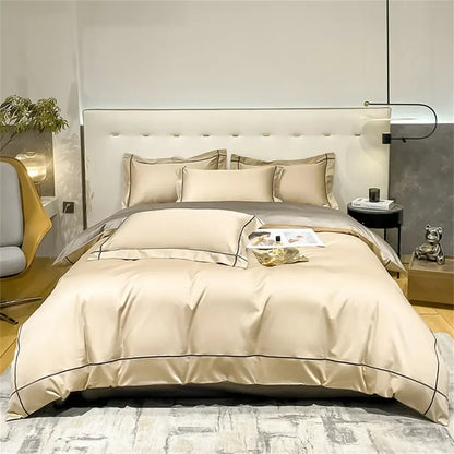 Navy Gold Cotton Duvet