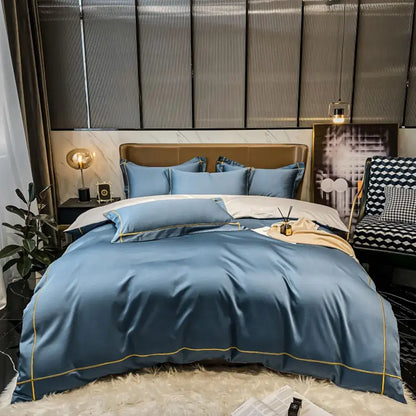 Navy Gold Cotton Duvet