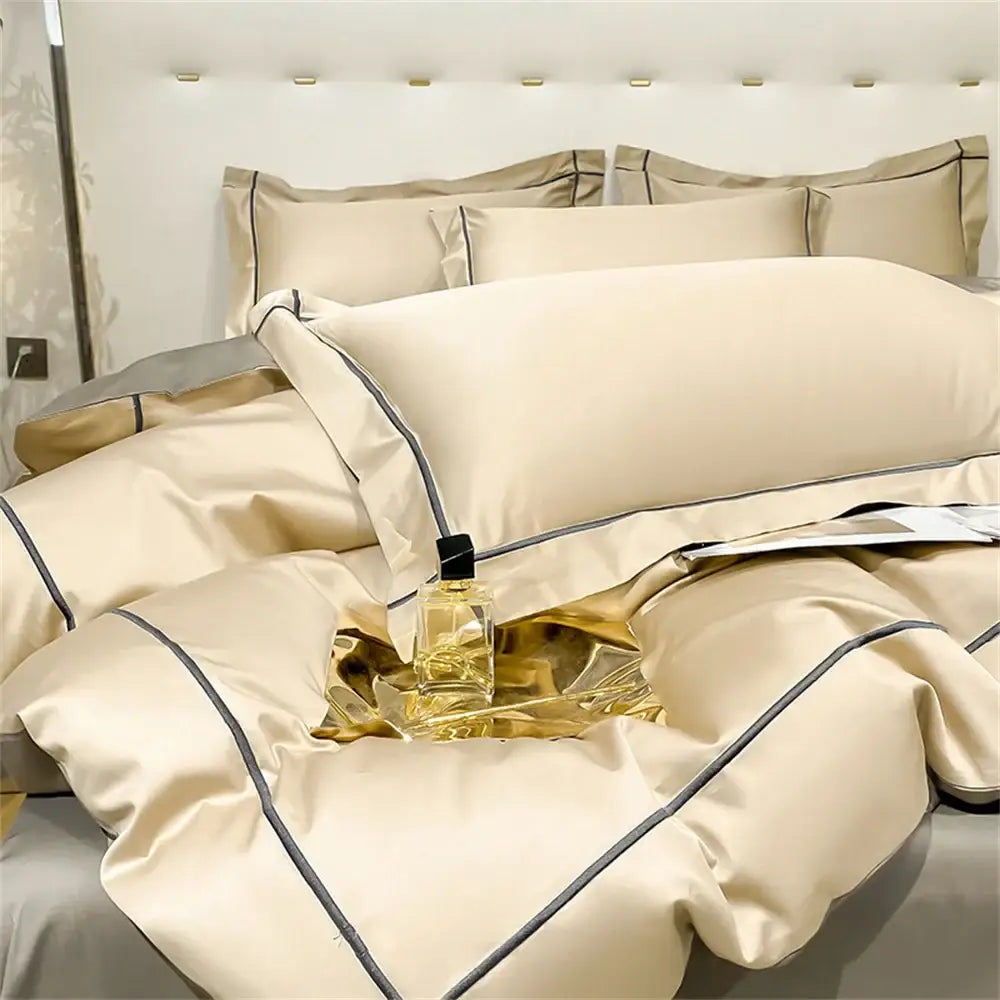 Navy Gold Cotton Duvet