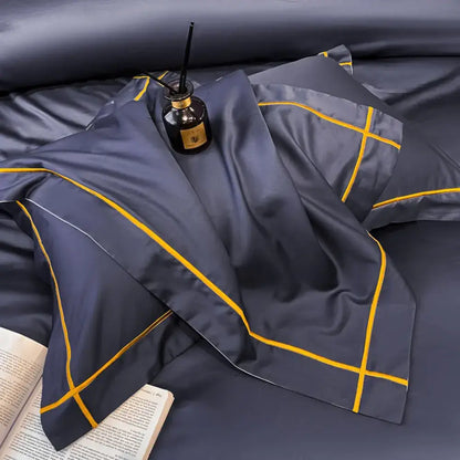 Navy Gold Cotton Duvet
