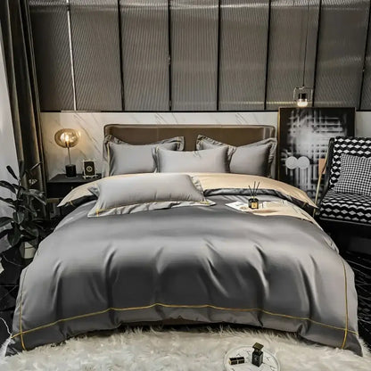 Navy Gold Cotton Duvet