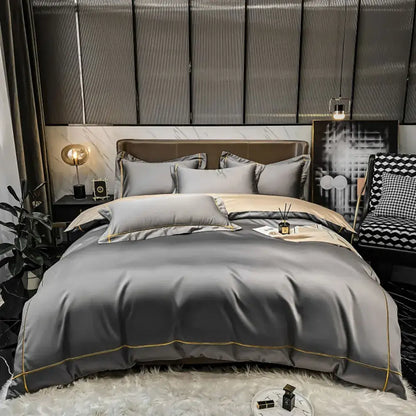 Navy Gold Cotton Duvet