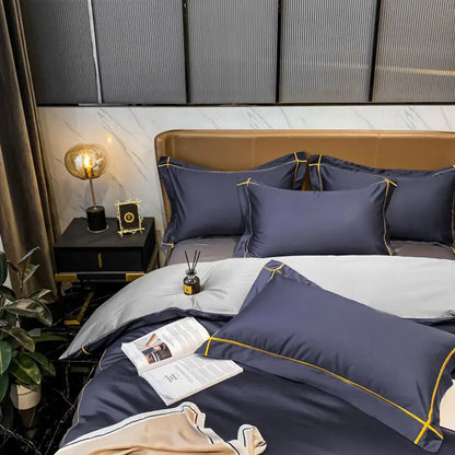 Navy Gold Cotton Duvet