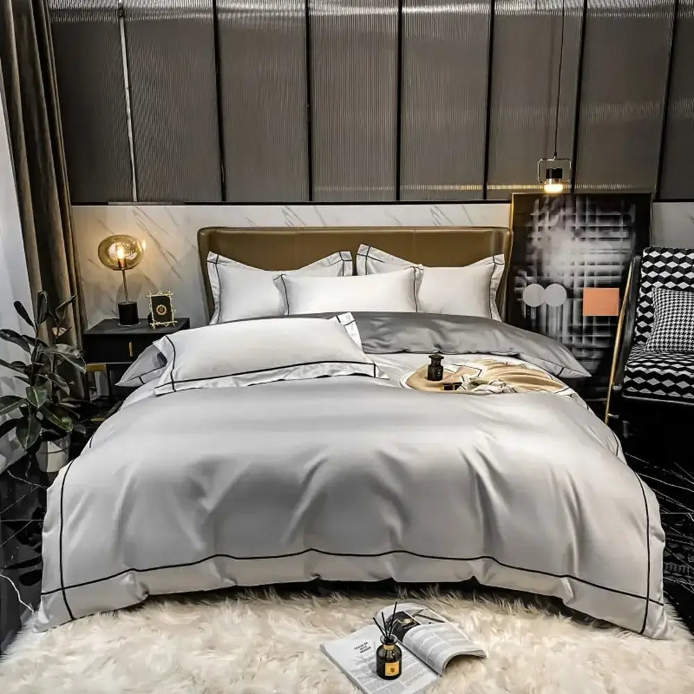 Navy Gold Cotton Duvet